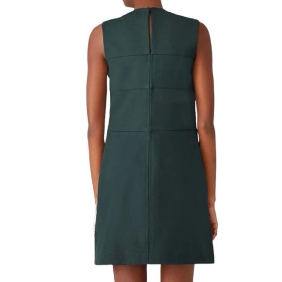 CARVEN Green Wool Twill 100% Cotton Shift Pockets Dexter Shift Dress sz 40 - Picture 9 of 11